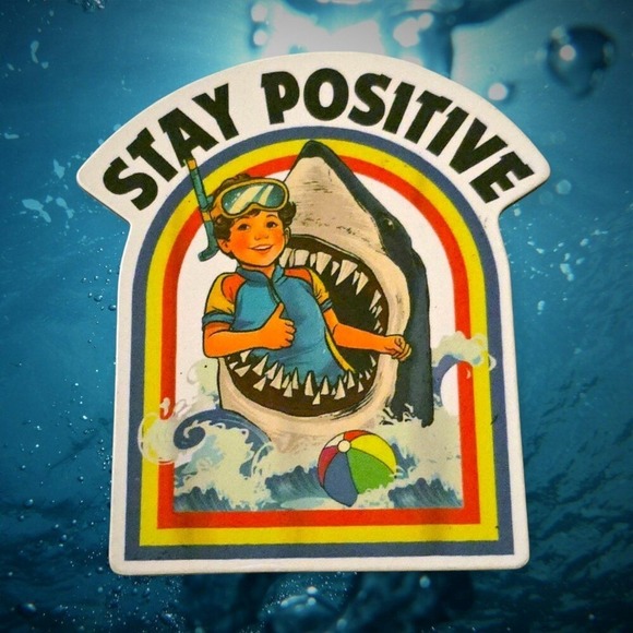 Funny Sarcastic Stay Positive Shark Scuba Boy Magnet - Picture 1 of 2